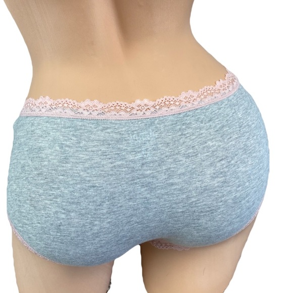 Sealed With A Kiss Grey Pink Lace Boyshort Hipster - Picture 3 of 4